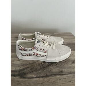 VANS Sk8-Low Ivory Suede Vintage Floral Men’s Size 10 Sneakers White Lace Up